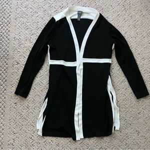 Chico's Black and White Long Sleeve Open Front Cardigan